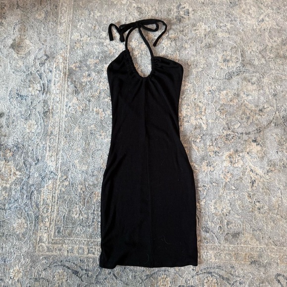 Black Halter Tie Mini Dress - Picture 1 of 4
